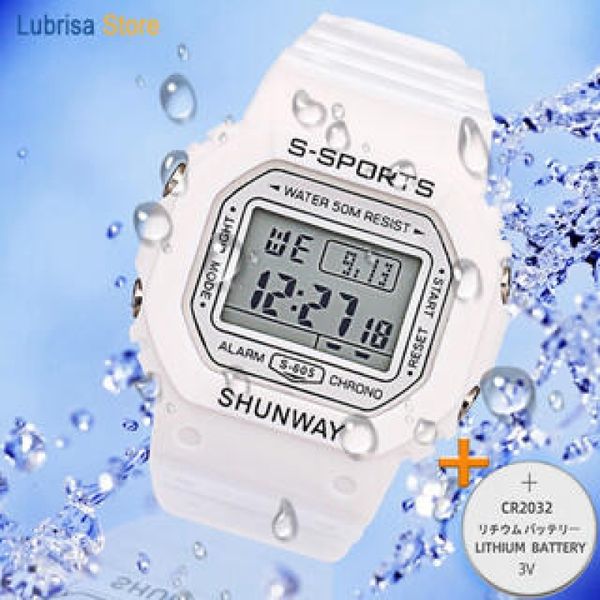 Relógio Digital Esportivo Shunway S-605 Branco – À Prova d'Á - Tudo em Caixa