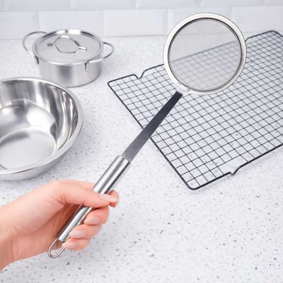 Escumadeira Peneira Escorredor de Fritura Coador Aço Inox