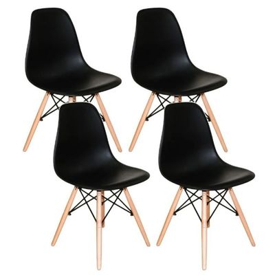 Kit com 4 Cadeiras Charles Eames Eiffel Preto