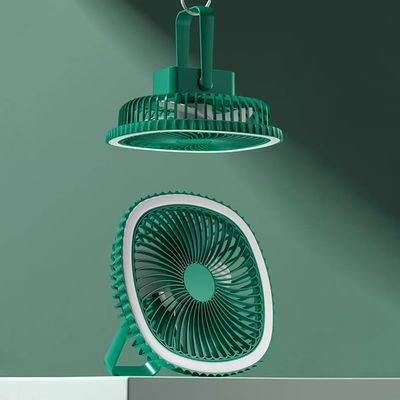 Mini Ventilador De Mesa Luz Ring Light Usb Portátil Potente Silencioso Cor:Verde