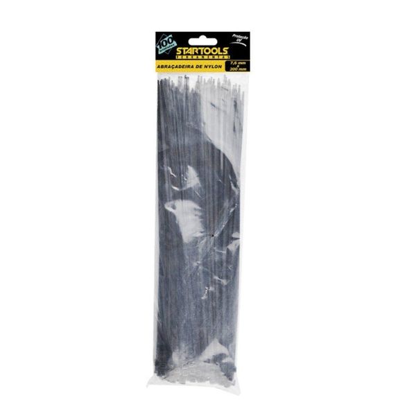 Abraçadeira de Nylon 30CM X 7,6MM para Fixação de Cabos com Proteção UV Preta Startools
