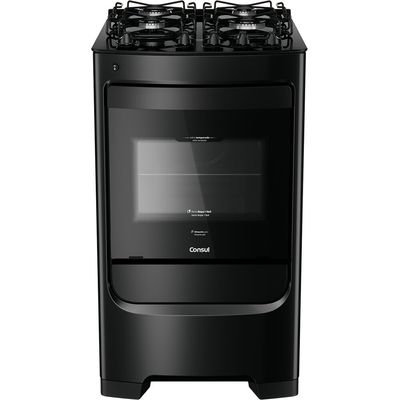 Fogão CFO4VBE com 4 Bocas Mesa de Vidro Grades Individuais Super Estáveis Consul Preto / Bivolt