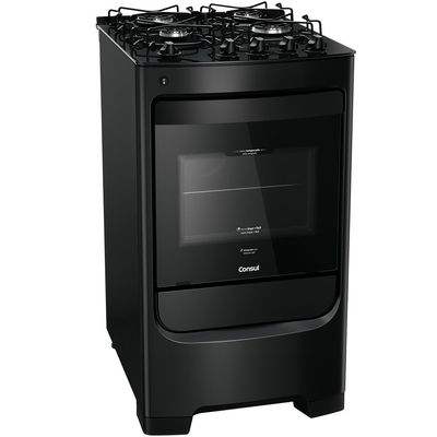Fogão CFO4VBE com 4 Bocas Mesa de Vidro Grades Individuais Super Estáveis Consul Preto / Bivolt
