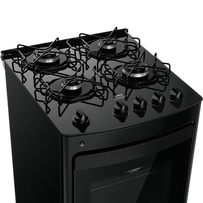 Fogão CFO4VBE com 4 Bocas Mesa de Vidro Grades Individuais Super Estáveis Consul Preto / Bivolt