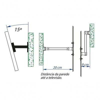 Suporte Articulado 3 Movimentos Para Smart 55 Polegadas