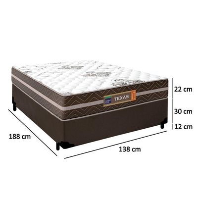 Cama Box Casal Sintético + Colchão Molas Ensacadas Texas Prime Colchões 138x188x64cm Marrom