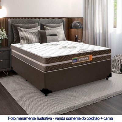 Cama Box Casal Sintético + Colchão Molas Ensacadas Texas Prime Colchões 138x188x64cm Marrom