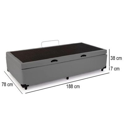 Cama Box Baú Solteiro Sintético Mega Cama Cinza 88x188x45cm