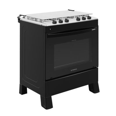 Fogão 5 Bocas A Gás Com Tampa Premium Plus Realce CR229 Preto Bivolt