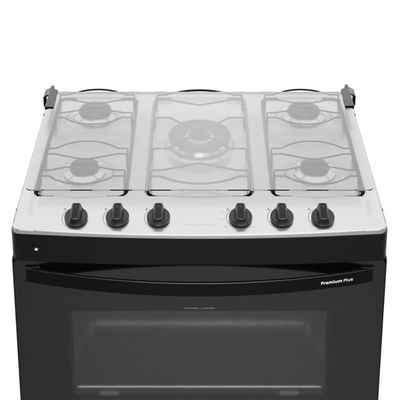 Fogão 5 Bocas A Gás Com Tampa Premium Plus Realce CR229 Preto Bivolt
