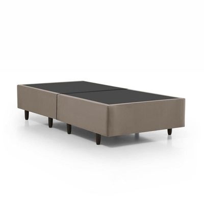 Cama Box Solteiro Base Box Dobrável para Colchão 88X188CM Compacto Madeira Bege