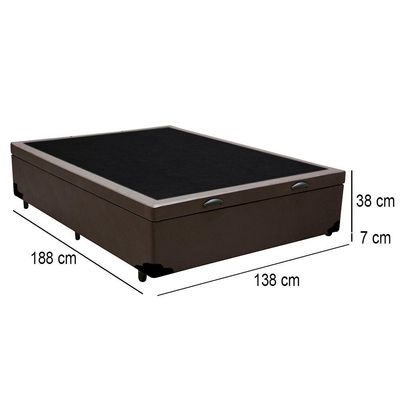 Cama Box Baú Casal Sintético Mega Cama Marrom 138x188x45cm