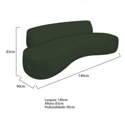 Sofá Curvo 2 Lugares Amsterdã 140cm Linho - Doce Sonho Móveis Cor Verde