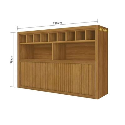Armário Aéreo Imperatriz 120cm 1 Porta Nichos E Adega 100% Mdf Freijó