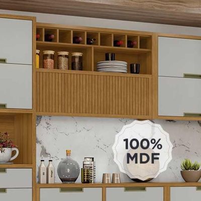Armário Aéreo Imperatriz 120cm 1 Porta Nichos E Adega 100% Mdf Freijó