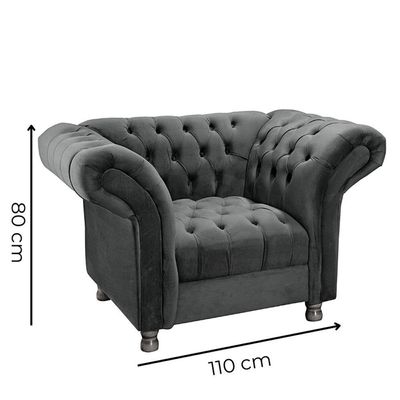 Kit Sofá 02 Poltronas Chesterfield Conde D'El Via Veludo Verde