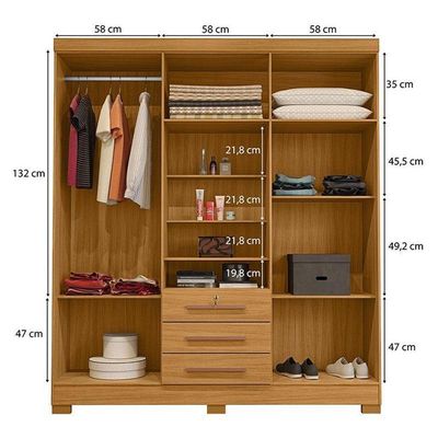 Cômoda 4 Gavetas New E Guarda Roupa Casal Imperial Carvalho Americano Tx -incorplac