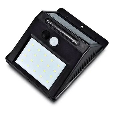 Luminária Parede Solar 30 Leds Sensor  Preto