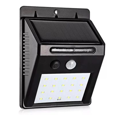 Luminária Parede Solar 30 Leds Sensor  Preto
