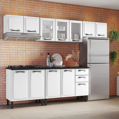 Cozinha Completa Branco Em Aço 5 Peças 3 Vidros New Premium