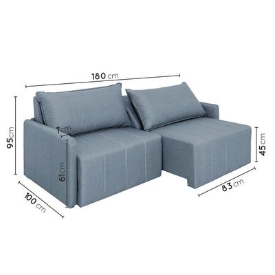 Sofá Cama Montana Retrátil E Reclinável 3 Lugares Sofatec Jeans