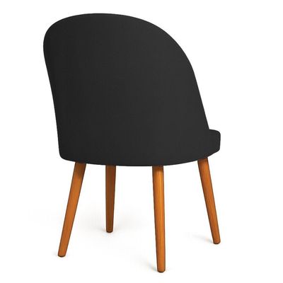 Kit 02 Cadeiras Poltrona De Jantar Luna Suede Pés Palito Castanho - Pallazio Cor Preto