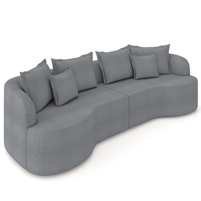 Sofá 4 Lugares 290cm Orgânico Quito K04 Boucle Grafite - Mpozenato