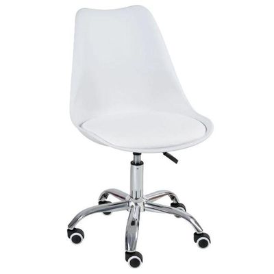 Kit 3 Cadeira Home Office Leda Giratória, Base Cromada Com Rodízios, Regulagem De Altura,branco