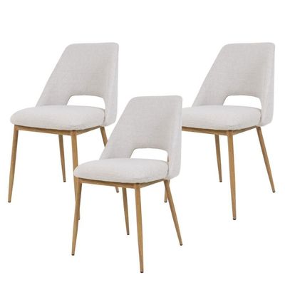 Kit 3 Cadeiras Sala Jantar Cozinha Maya Pés Em Revestimento Térmico Estofado Design Anatômico Confortável Moderna Creme