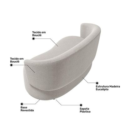 Kit Poltrona E Namoradeira Aisha Orgânica Bouclê Bege - Desk Design