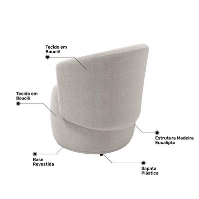 Kit Poltrona E Namoradeira Aisha Orgânica Bouclê Bege - Desk Design