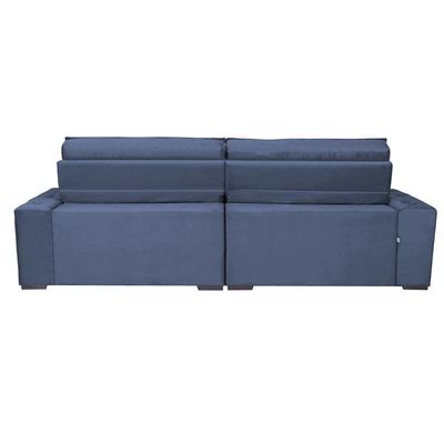Sofá Austin 2,82m Retrátil, Reclinável Com Molas No Assento E Almofadas, Suede Azul Cama Inbox