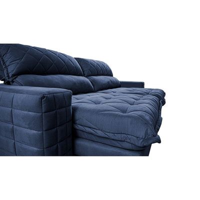 Sofá Retrátil E Reclinável 2,55m Molas Ensacadas Cama Inbox Elegance Com Thermogel Velusoft Azul