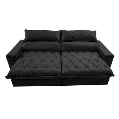 Sofá Retrátil E Reclinável 2,35m Molas Ensacadas Cama Inbox Elegance Com Thermogel Velusoft Preto