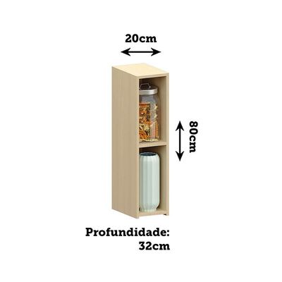 Armário Aéreo 100% Mdf 1 Porta 20cm Aura Luciane Móveis Carvalho/cinza Cristal