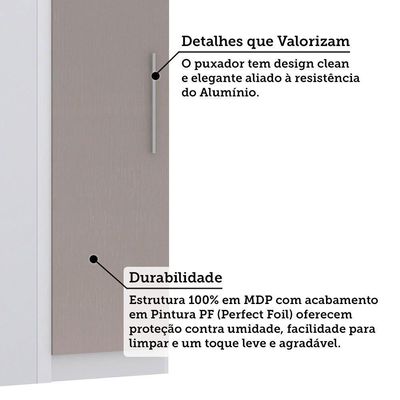 Guarda Roupa De Canto Reto 90cm 1 Pt Alpes Luciane Móveis Branco Pf-cinammon Pf