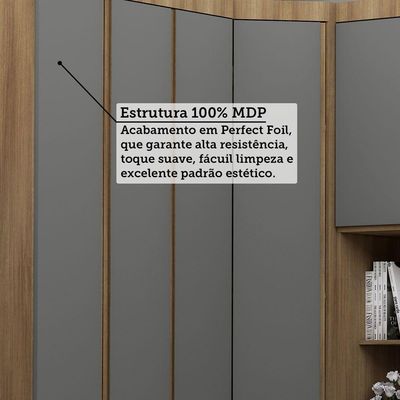 Guarda Roupa Casal Modulado De Canto 8 Portas E 4 Gavetas Avelã Pf-cinza Supremo Pf