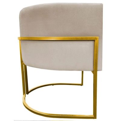 Poltrona - Cadeira Luna Base Metalica Smf Decor Cor:bege