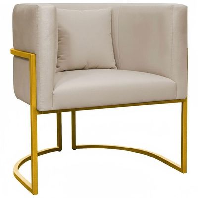 Poltrona - Cadeira Luna Base Metalica Smf Decor Cor:bege
