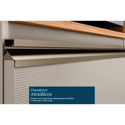 Balcão Cozinha Modulado P/ Pia Proença C/ 1 Porta E 4 Gavetas S/ Tampo 120cm Nogueira Touch/nude Prime Demóbile