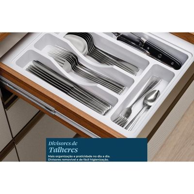 Balcão Cozinha Modulado P/ Pia Proença C/ 1 Porta E 4 Gavetas S/ Tampo 120cm Nogueira Touch/nude Prime Demóbile