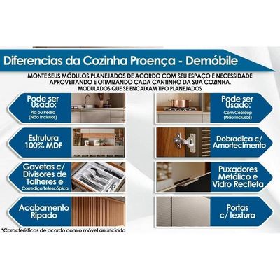 Balcão Cozinha Modulado P/ Pia Proença C/ 1 Porta E 4 Gavetas S/ Tampo 120cm Nogueira Touch/nude Prime Demóbile