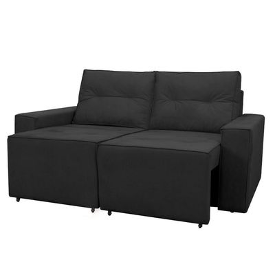 Sofá Retrátil 2 Lugares 1,80 Confortável Polo Preto