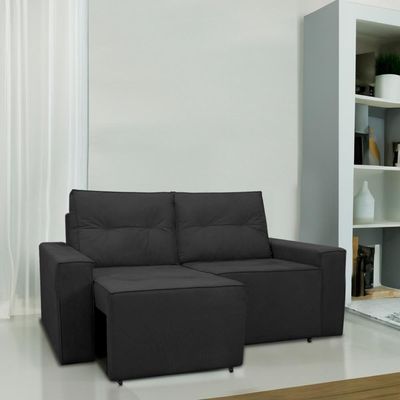 Sofá Retrátil 2 Lugares 1,80 Confortável Polo Preto