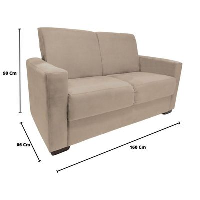 Sofá Estofado 2 Lugares Sala Estar Recepção Bruna Suede bege