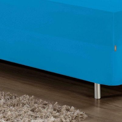 Jogo De Cama Solteiro Nobre 2 Peças Luva De Box 55cm De Altura Malha 100% Algodão - Turquesa