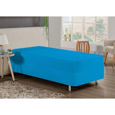 Jogo De Cama Solteiro Nobre 2 Peças Luva De Box 55cm De Altura Malha 100% Algodão - Turquesa