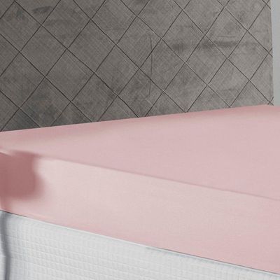 Lençol Com Elástico Casal Nobre 1 Peça 30cm De Altura Malha 100% Algodão - Rosa