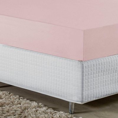 Lençol Com Elástico Casal Nobre 1 Peça 30cm De Altura Malha 100% Algodão - Rosa