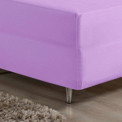 Lençol Com Elástico Queen Nobre 1 Peça Luva De Box 55cm De Altura Malha 100% Algodão - Lilás